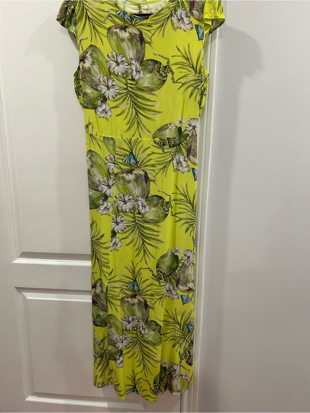 Tropical Print Lime Green Maxi Dress